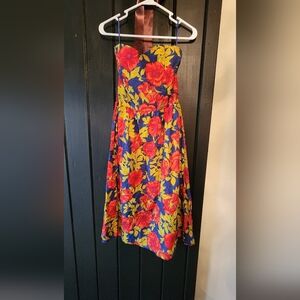 Vibrant Strapless Floral Dress
